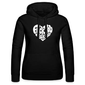 Fuck You Heart – Humor - Frauen Kapuzen Sweater von Russell - Schwarz - Vorne - Marisol (170cm)