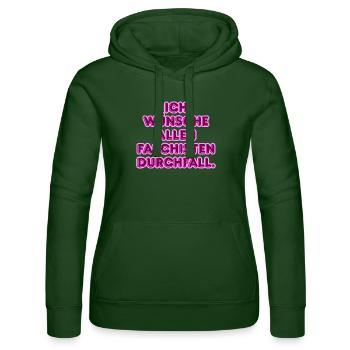 Gegen Faschisten Pink Protest - Frauen Kapuzen Sweater von Russell - Flaschengrün - Vorne - Liana (172cm)