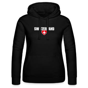 Schweiz Vintage Schweizer Flagge - Frauen Kapuzen Sweater von Russell - Schwarz - Vorne - Marisol (170cm)