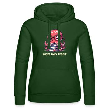 Livre Nerd Humour Introverti Sarcasme Pieuvre Lecture - Sweat à capuche Russell Femme - vert bouteille - Devant - Liana (172cm)