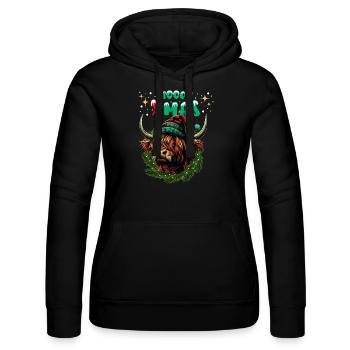 Mooey Xmas Schottisches Hochlandrind Kuh Lustig - Frauen Kapuzen Sweater von Russell - Schwarz - Vorne - Marisol (170cm)