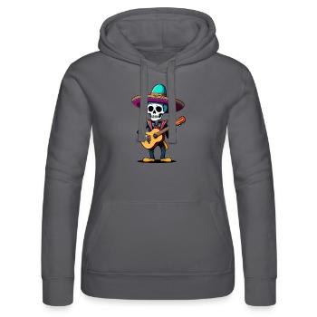 Mexican Mariachi Skeleton Guitarist Fiesta - Women’s Hooded Sweater by Russell - black - Front - Marisol (170cm)