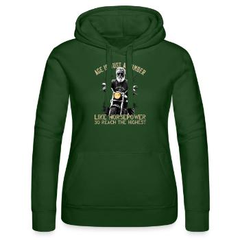 Alter Ist Pferdestärke Lustiger Biker Opa Design - Frauen Kapuzen Sweater von Russell - Flaschengrün - Vorne - Liana (172cm)
