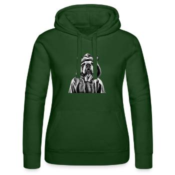 Hunde Shirt mit Bulldogge BULLDOGGEN DESIGN lustig - Frauen Kapuzen Sweater von Russell - Flaschengrün - Vorne - Liana (172cm)