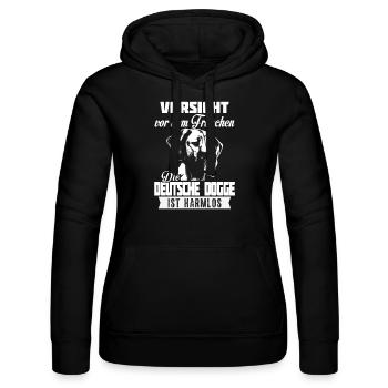 Die DEUTSCHE DOGGE ist harmlos - Frauen Kapuzen Sweater von Russell - Schwarz - Vorne - Marisol (170cm)