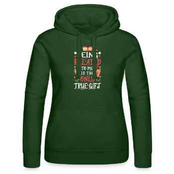 Being Related To Me – Lustiger Weihnachtsspruch - Frauen Kapuzen Sweater von Russell - Flaschengrün - Vorne - Liana (172cm)