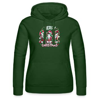 Licornes mignonnes souhaitent un joyeux Noël - Festive - Sweat à capuche Russell Femme - vert bouteille - Devant - Liana (172cm)