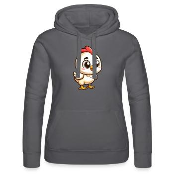 Chicken Cute Cartoonish - Women’s Hooded Sweater by Russell - black - Front - Marisol (170cm)