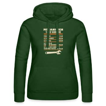Mécanicien Tarif Horaire - Sweat à capuche Russell Femme - vert bouteille - Devant - Liana (172cm)