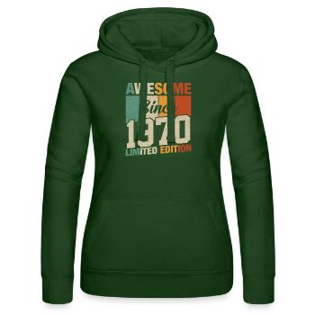 Vintage 1970s Vintage Birthday Gift - Women’s Hooded Sweater by Russell - bottle green - Front - Liana (172cm)