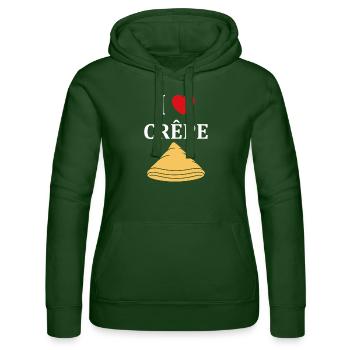 Crêpes Bretagne humour crêpe - Sweat à capuche Russell Femme - vert bouteille - Devant - Liana (172cm)