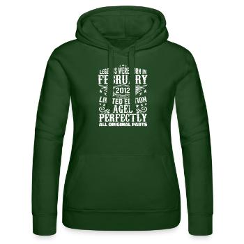 Légendaire depuis février 2012 - 12 ans - Sweat à capuche Russell Femme - vert bouteille - Devant - Liana (172cm)