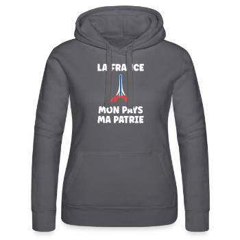 patriote la france mon pays ma patrie - Sweat à capuche Russell Femme - noir - Devant - Marisol (170cm)