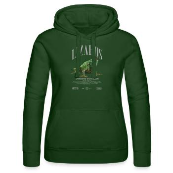Jackson's Chamäleon Streetwear Eidechsenwärter - Frauen Kapuzen Sweater von Russell - Flaschengrün - Vorne - Liana (172cm)