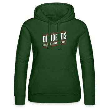 Lustige finanzielle Unabhängigkeit von Dividendeninvestoren - Frauen Kapuzen Sweater von Russell - Flaschengrün - Vorne - Liana (172cm)