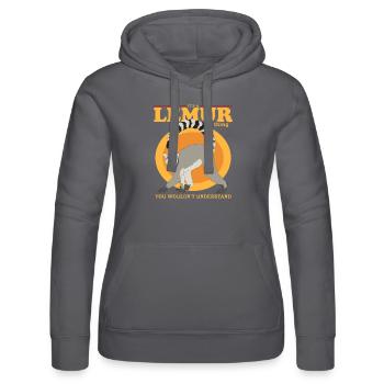 Lemur Ring-tailed Lemur Lemur Gift - Women’s Hooded Sweater by Russell - black - Front - Marisol (170cm)