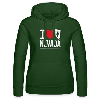 J’aime le Nevada | Hommes Femmes - Sweat à capuche Russell Femme - vert bouteille - Devant - Liana (172cm)