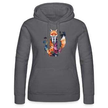 Costume Renard Imprimé Coloré Animal Design - Sweat à capuche Russell Femme - noir - Devant - Marisol (170cm)
