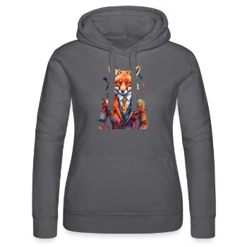 Costume Renard Imprimé Coloré Animal Design - Sweat à capuche Russell Femme - noir - Devant - Marisol (170cm)
