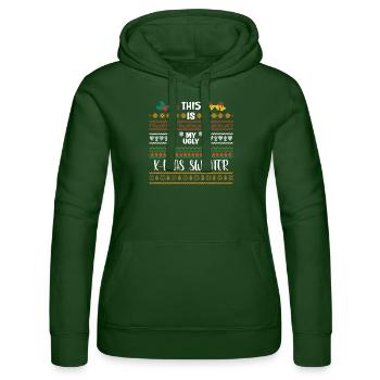 This is my ugly x-mas sweater funny christmas - Women’s Hooded Sweater by Russell - bottle green - Front - Liana (172cm)