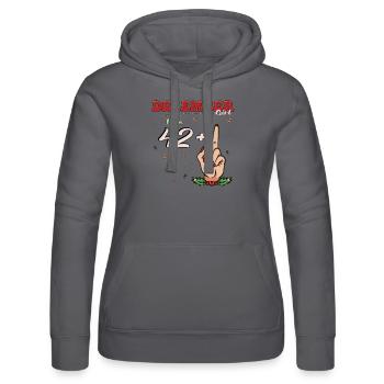 December Girl 42 + Middle Finger | Bold 43rd - Women’s Hooded Sweater by Russell - black - Front - Marisol (170cm)