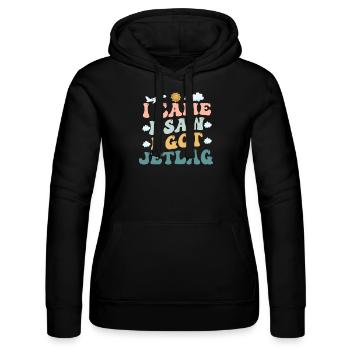 Ich kam, ich sah, ich bekam Jetlag, Reisehumor - Frauen Kapuzen Sweater von Russell - Schwarz - Vorne - Marisol (170cm)