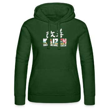 Kaizen: Eine Reise, kein Ziel - Frauen Kapuzen Sweater von Russell - Flaschengrün - Vorne - Liana (172cm)