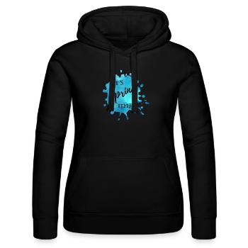 Splash of color blue "It's Spring Time" - Women’s Hooded Sweater by Russell - black - Front - Marisol (170cm)