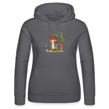 erdbeeren,vintage,retro,fliegenpilz,wald - Frauen Kapuzen Sweater von Russell - Schwarz - Vorne - Marisol (170cm)