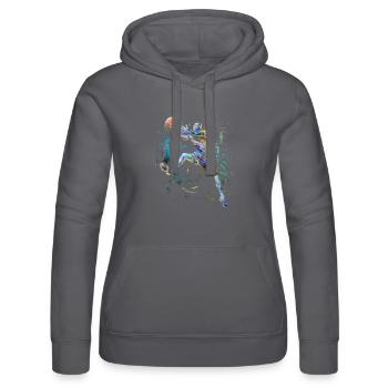 Basketballer - Basketball - BBall - Basket Ball - Frauen Kapuzen Sweater von Russell - Schwarz - Vorne - Marisol (170cm)