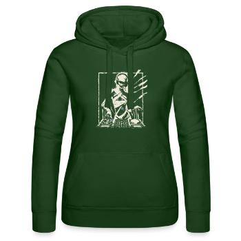 Futuristischer DJ mit Glitch-Effekten. - Frauen Kapuzen Sweater von Russell - Flaschengrün - Vorne - Liana (172cm)