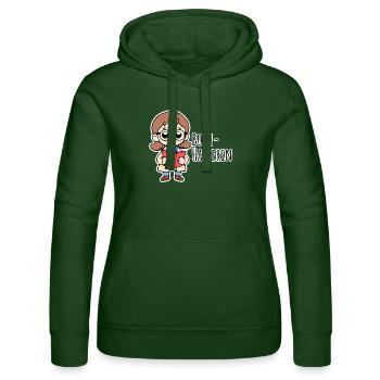 The cute book holder holds a book - Women’s Hooded Sweater by Russell - bottle green - Front - Liana (172cm)