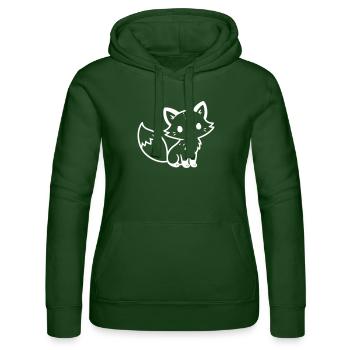 Fuchs Niedlich Comic - Frauen Kapuzen Sweater von Russell - Flaschengrün - Vorne - Liana (172cm)