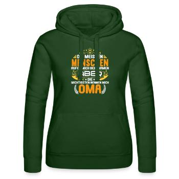 Omi die wichtigsten Menschen nennen mich Oma - Frauen Kapuzen Sweater von Russell - Flaschengrün - Vorne - Liana (172cm)