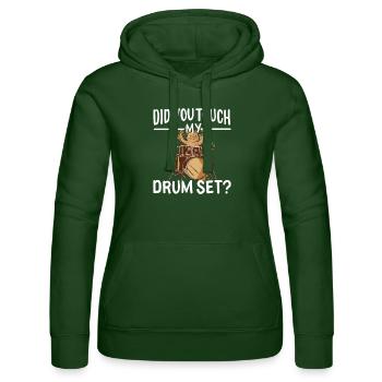 Schlagzeug Katze Spruch - Frauen Kapuzen Sweater von Russell - Flaschengrün - Vorne - Liana (172cm)
