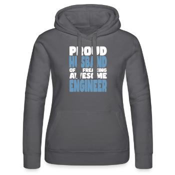 Stolze Ehefrau Eines Verdammt Guten Ingenieurs - Frauen Kapuzen Sweater von Russell - Schwarz - Vorne - Marisol (170cm)