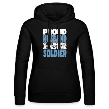 Fière épouse d’un sacré bon soldat - Sweat à capuche Russell Femme - noir - Devant - Marisol (170cm)