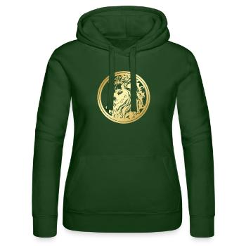 LÖWE 3 - Frauen Kapuzen Sweater von Russell - Flaschengrün - Vorne - Liana (172cm)