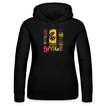 3. Dritte Klasse Typografie Team Grader 100. - Frauen Kapuzen Sweater von Russell - Schwarz - Vorne - Marisol (170cm)