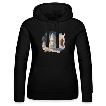 Schneemann Ski Snowboard fahren Winter Adventure - Frauen Kapuzen Sweater von Russell - Schwarz - Vorne - Marisol (170cm)