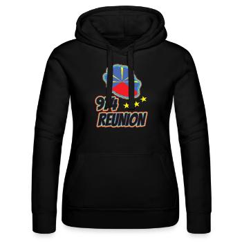idee cadeau drapeau carte ile de la reunion 974 - Sweat à capuche Russell Femme - noir - Devant - Marisol (170cm)