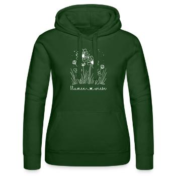 🤍Flowers Meadow - Women’s Hooded Sweater by Russell - bottle green - Front - Liana (172cm)