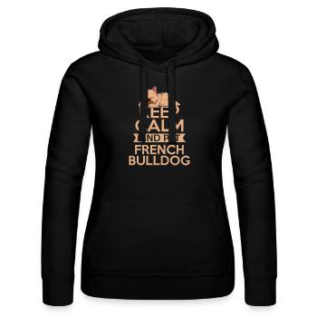 Keep Calm And Pet French Bulldog Frenchie Dog Owne - Frauen Kapuzen Sweater von Russell - Schwarz - Vorne - Marisol (170cm)