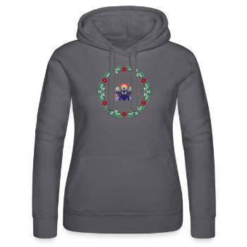 I Love Folk - Women’s Hooded Sweater by Russell - black - Front - Marisol (170cm)