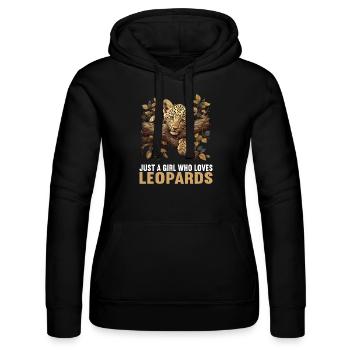 Leoparden Leopard - Women’s Hooded Sweater by Russell - black - Front - Marisol (170cm)