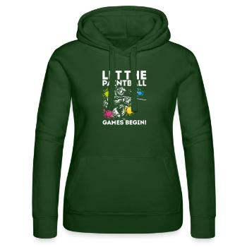 Let The Paintball Games Begin! Tactical Player Pai - Women’s Hooded Sweater by Russell - bottle green - Front - Liana (172cm)