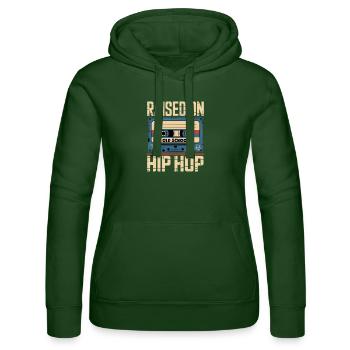 Aufgewachsen Mit Old School Hip Hop Kassette Beats - Frauen Kapuzen Sweater von Russell - Flaschengrün - Vorne - Liana (172cm)