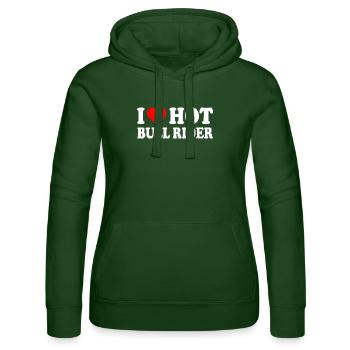 I love hot bull rider - Frauen Kapuzen Sweater von Russell - Flaschengrün - Vorne - Liana (172cm)