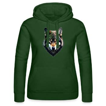 Wolf Kopf - Frauen Kapuzen Sweater von Russell - Flaschengrün - Vorne - Liana (172cm)