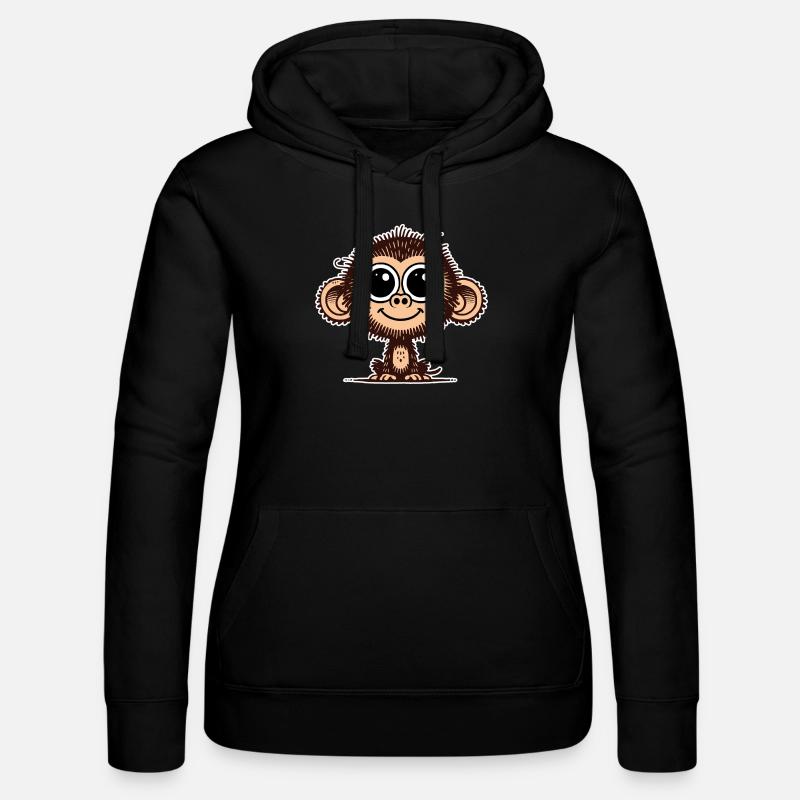 Cute Monkey - Women’s Hooded Sweater by Russell - black